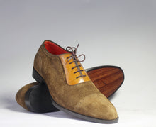 Load image into Gallery viewer, Handmade Brown Leather Suede Shoes, Men&#39;s Derby Fashion Dress Shoes - theleathersouq