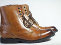 Handmade Brown Cap Toe Leather Lace Up Boots, Men Ankle High Designer Boots - theleathersouq