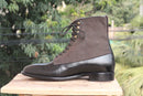 Handmade Men Black Leather Suede Ankle Boots, Men Designer Dress Formal Boots - theleathersouq