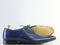 Handmade Men Blue Leather Wing Tip Brogue Shoes, Men Dress Formal Designer Shoes - theleathersouq