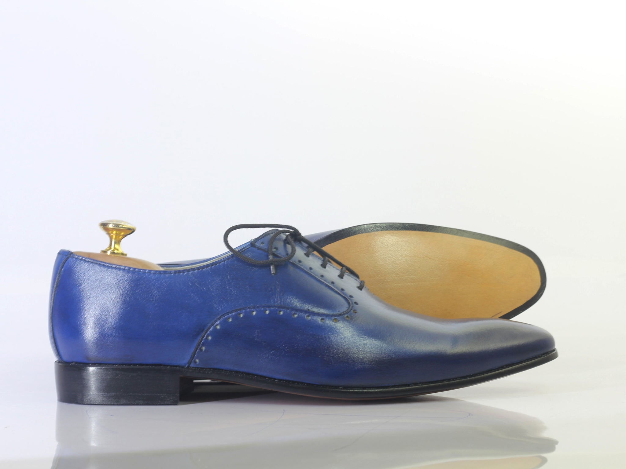 Handmade Men Blue Leather Pointed Toe Shoes, Men Dress Formal Designer ...