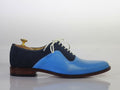 Handmade Men Blue Leather & Suede Lace Up Shoes, Men Dress Formal Designer Shoes - theleathersouq