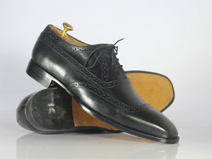 Handmade Men's Black Leather Square Toe Shoes, Men Dress Formal Designer Shoes - theleathersouq