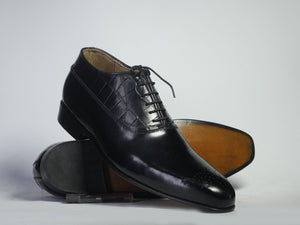 Handmade Men's Black Leather Wing Tip Brogue Shoes, Men Dress Formal Designer Shoes - theleathersouq