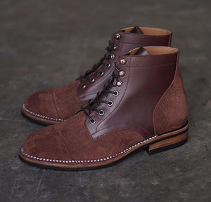 Handmade Men's Brown Ankle High Dress Boots, Men Leather Suede Designer Boots - theleathersouq
