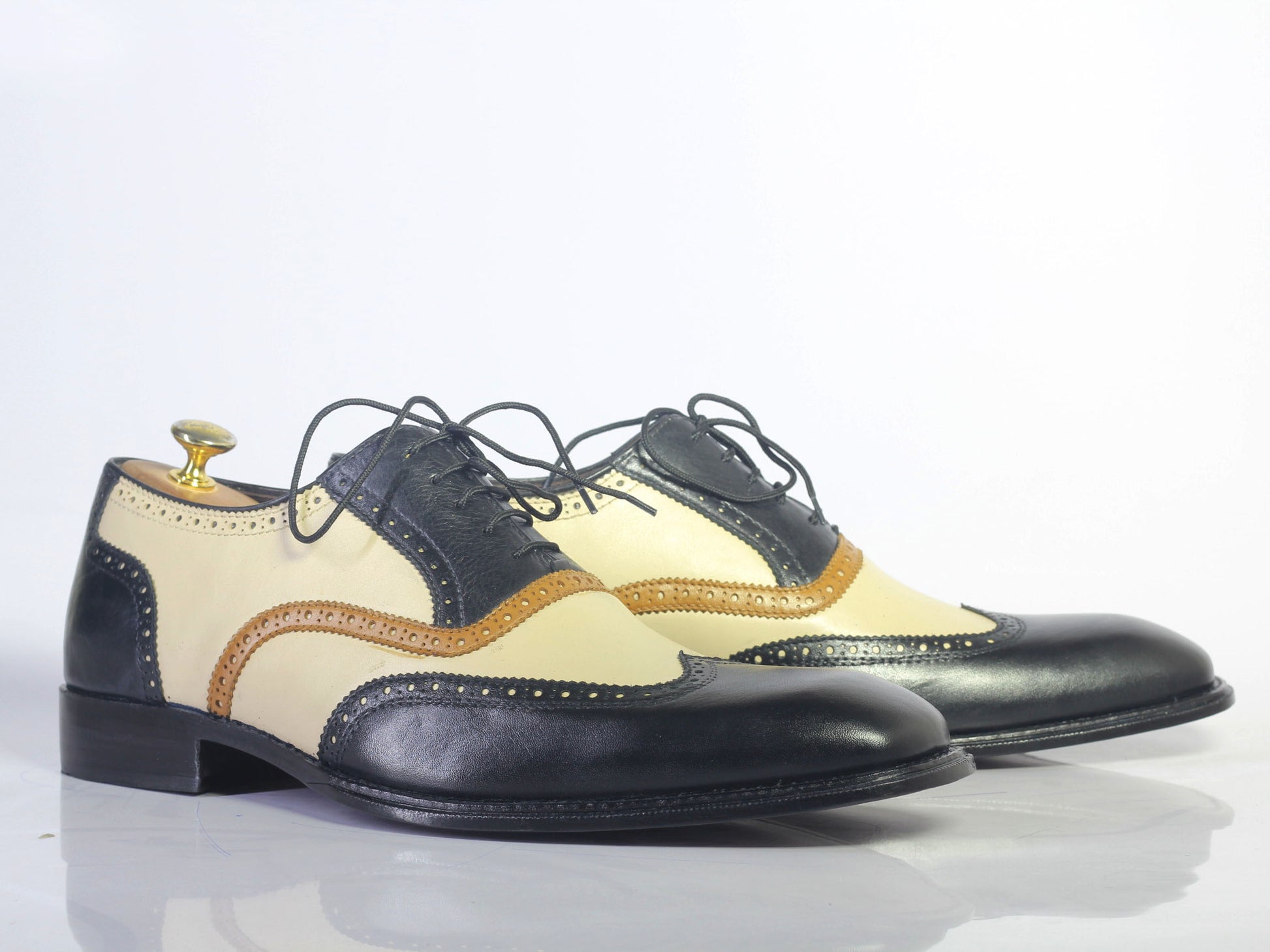 Handmade Men Multi-color Leather Wing Tip Dress Shoes, Men Formal Designer Shoes - theleathersouq