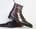 Handmade Men Dark Brown Cap Toe Ankle Boots, Men Leather Designer Fashion Boots - theleathersouq