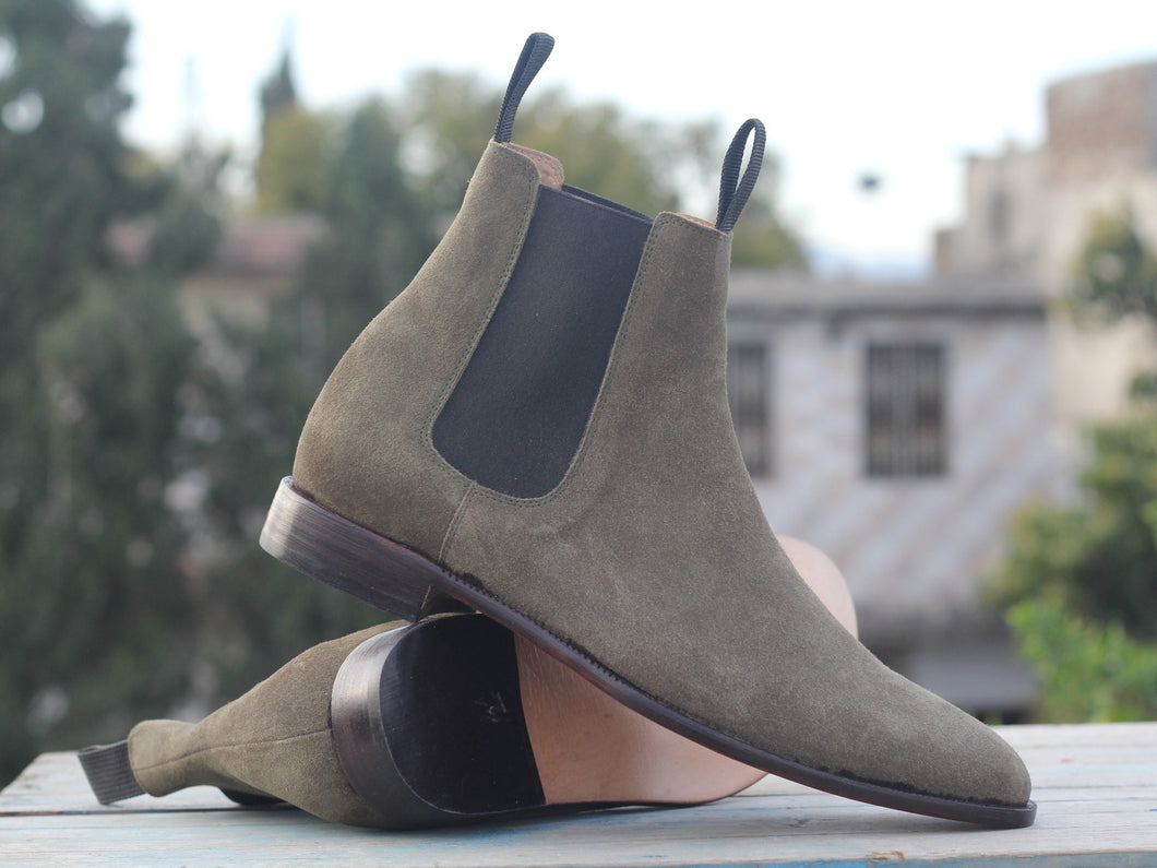 New Handmade Men's brown Suede Chelsea Boots, Men Suede Ankle Boots, Men Designer Boots - theleathersouq