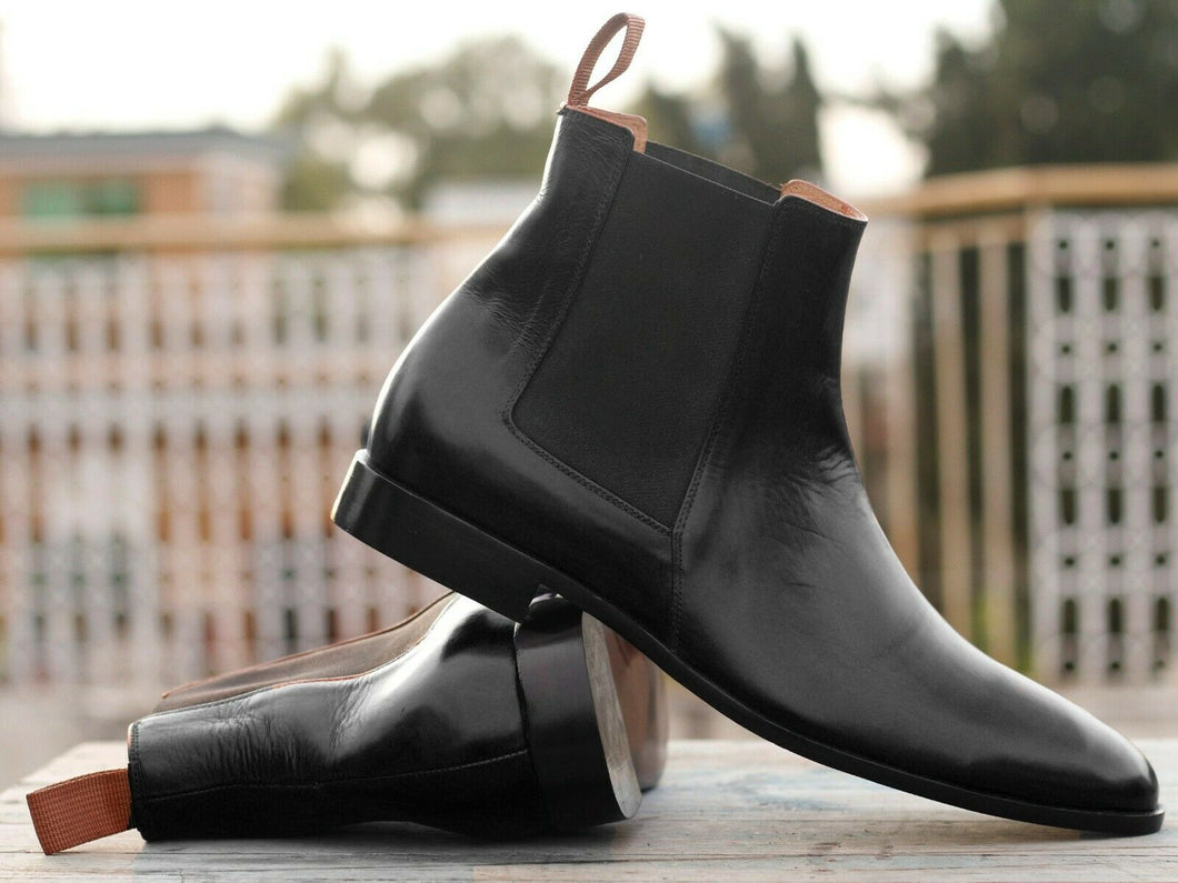 Men's Handmade Black Boots, Ankle Boots, Men Desig – theleathersouq