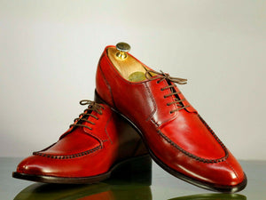 Handmade Men's Red Split Toe Leather Lace Up Shoes, Men Designer Dress Oxford Shoes - theleathersouq