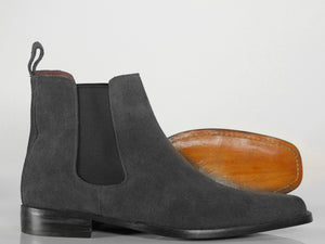 New Handmade Men's black Suede Chelsea Boots, Men Ankle Boots, Men Designer Boots - theleathersouq