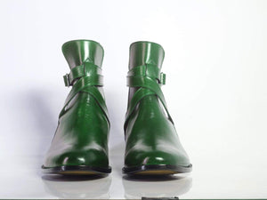 New Handmade Men's Green Leather Jodhpur Boots, Men Ankle Boots, Men Designer Boots - theleathersouq