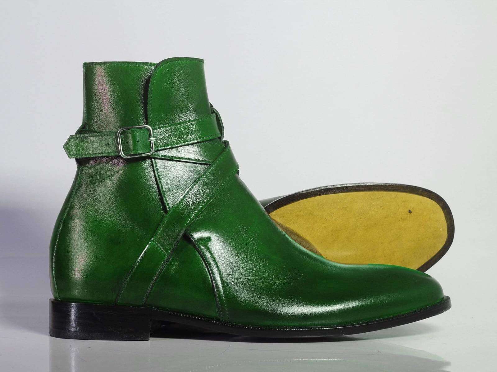 New Handmade Men's Green Leather Jodhpur Boots, Men Ankle Boots, Men Designer Boots - theleathersouq