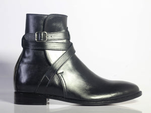New Handmade Men's Black Leather Jodhpur Boots, Men Ankle Boots, Men Designer Boots - theleathersouq