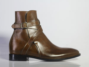 New Handmade Men's Brown Leather Jodhpur Boots, Men Ankle Boots, Men Designer Boots - theleathersouq
