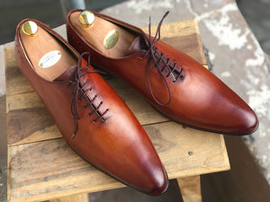 Handmade Men's Brown Wholecut Leather Lace Up Shoes, Men Designer Dress Formal Shoes - theleathersouq