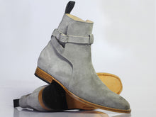 Load image into Gallery viewer, Handmade Men&#39;s Gray Suede Jodhpur Boots, Men Ankle Boots, Men Designer Boots - theleathersouq
