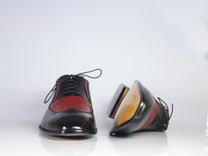 Handmade Men's Black Red Wing Tip Leather Lace Up Shoes, Men Designer Dress Formal Shoes - theleathersouq