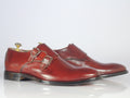Handmade Men's Burgundy Double Monk Strap Leather Shoes, Men Designer Dress Formal Shoes - theleathersouq