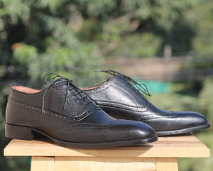 Handmade Men's Black Square Toe Leather Lace Up Shoes, Men Designer Dress Formal Shoes - theleathersouq