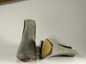 New Men's Handmade Gray Suede Chelsea Boots, Men Ankle Boots, Men Designer Boots - theleathersouq