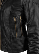Load image into Gallery viewer, Stylish Fashion Leather Black Jacket For Ladies - theleathersouq