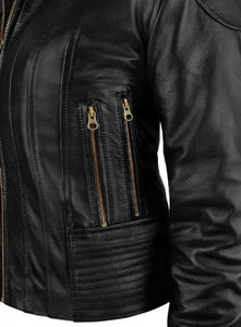 Stylish Fashion Leather Black Jacket For Ladies - theleathersouq