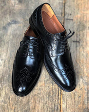 Load image into Gallery viewer, Handmade Men&#39;s Black Leather Wing Tip Brogue Lace Up Shoes, Men Designer Dress Formal Luxury Shoes - theleathersouq