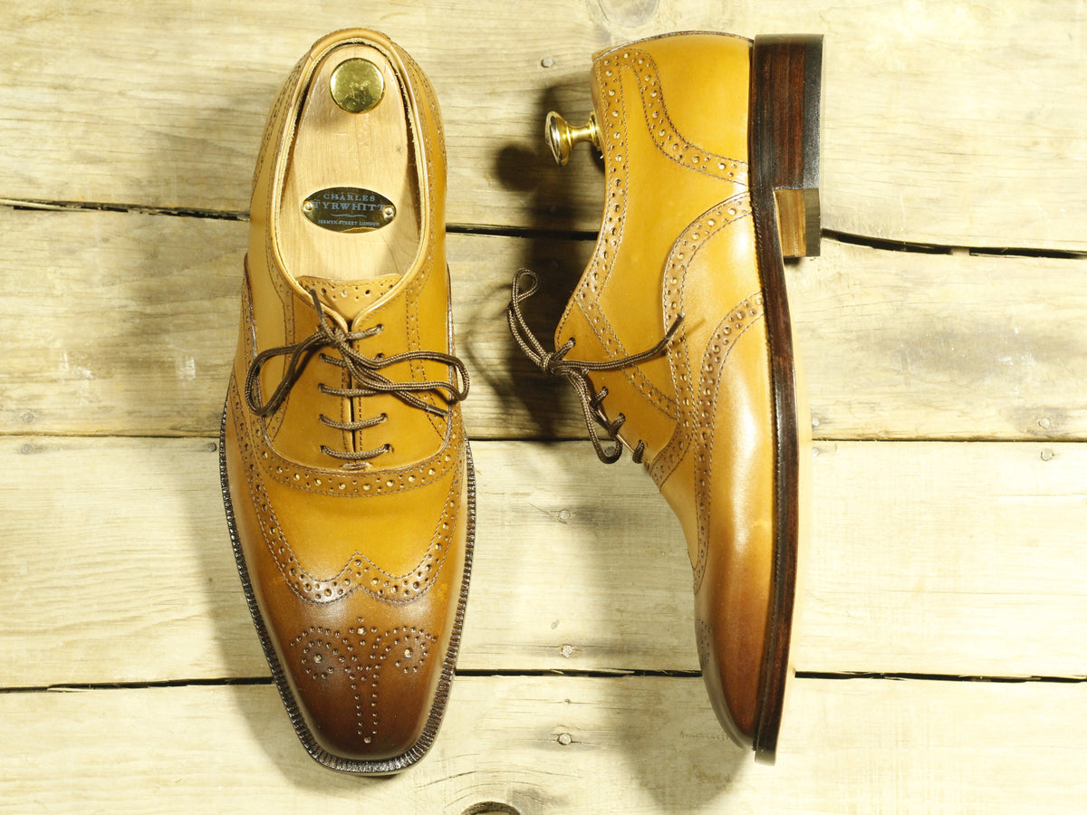 Men's Handmade Tan Leather Wing Tip Brogue Lace Up Shoes, Men Designer ...