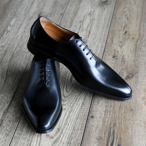 Handmade Men's Black Leather Wholecut Oxford Lace Up Shoes, Men Designer Dress Formal Luxury Shoes - theleathersouq