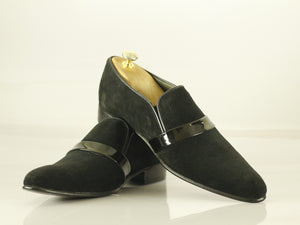 Handmade Men's Black Suede Loafers, Men Designer Shoes, Men Dress Formal Luxury Shoes - theleathersouq