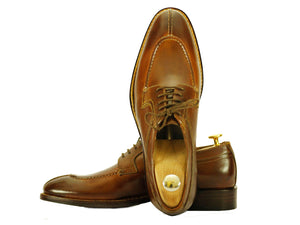 Handmade Men's Brown Color Leather Split Toe Lace Up Shoes, Men Designer Dress Formal Luxury Shoes - theleathersouq