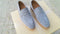 Handmade Men's Gray Suede Penny Loafers, Men Designer Dress Luxury Shoes - theleathersouq