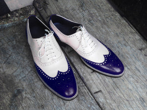Awesome Handmade Men's Two Tone Leather Wing Tip Brogue Lace Up Shoes, –  theleathersouq