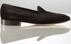 Elegant Handmade Men's Dark Brown Velvet Loafers, Men Designer Dress Luxury Shoes - theleathersouq