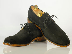 Handmade Men's Black Suede Lace Up Derby Shoes, Men Designer Dress Formal Luxury Shoes - theleathersouq
