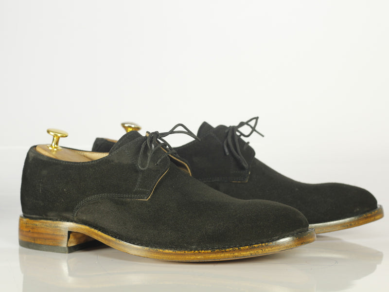 Handmade Men's Black Suede Lace Up Derby Shoes, Men Designer Dress Formal Luxury Shoes - theleathersouq