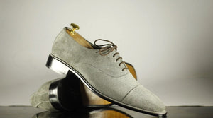 New Handmade Men's Gray Suede Cap Toe Lace Up Shoes, Men Designer Dress Formal Luxury Shoes - theleathersouq