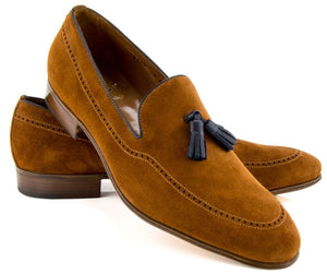 Handmade Men's Brown Color Suede Tassel Loafer Shoes, Men Designer Dress Formal Luxury Shoes