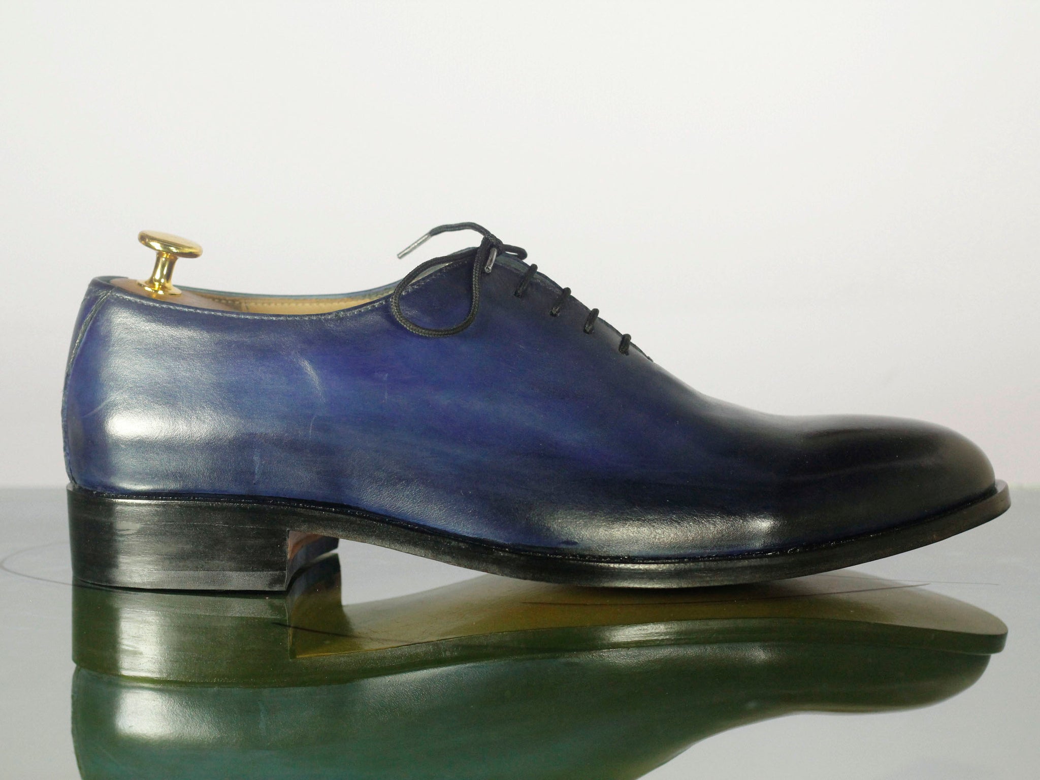 Handmade Men's Blue Leather Wholecut Lace Up Shoes, Men Designer Dress ...
