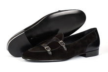 Load image into Gallery viewer, Handmade Men&#39;s Black Leather Velvet Loafers, Men Designer Dress Luxury Shoes
