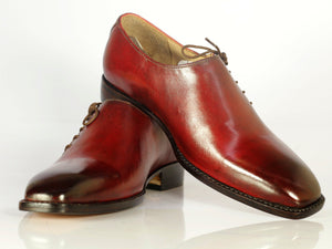 Handmade Men's Burgundy Leather Side Lace Up Shoes, Men Designer Dress Formal Luxury Shoes
