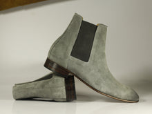 Load image into Gallery viewer, Handmade Men&#39;s Gray Suede Chelsea Boots, Men Fashion Ankle Boots, Men Designer Boots