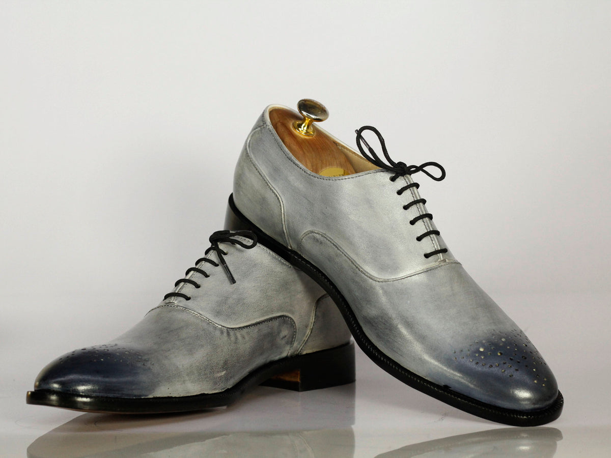 Handmade Men's Silver Leather Brogue Lace Up Shoes, Men Designer Dress ...