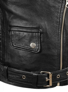 Latest Biker Style Celebrity Leather Jacket For Women, Black Leather Ladies Jacket - theleathersouq