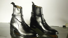 Load image into Gallery viewer, Handmade Men&#39;s Black Leather Jodhpur Boots, Men Ankle Boots, Men Designer Boots