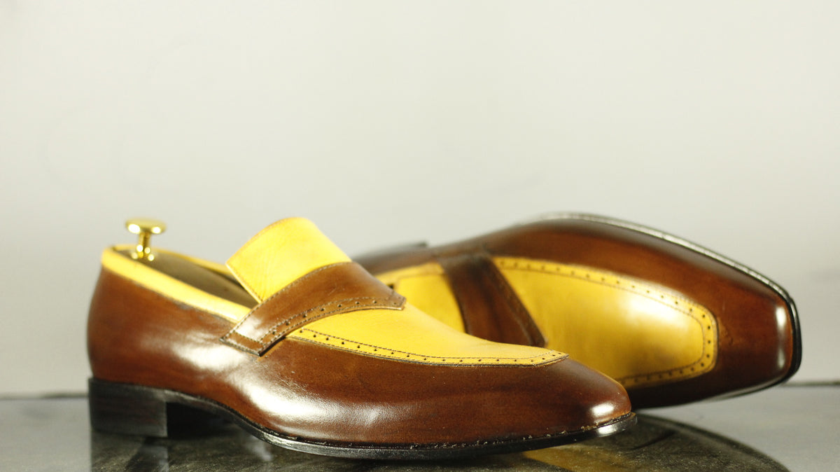 Handmade Men's Brown Tan Leather Penny Loafers, Men Dress Fashion Driv ...