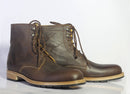 Handmade Men's Brown Leather Lace Up Boots, Men Ankle Boots, Men Fashion Boots