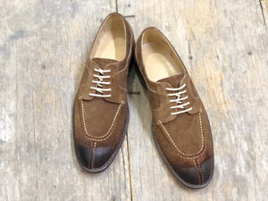 Elegant Handmade Men's Brown Suede Split Toe Lace Up Shoes, Men Dress Formal Shoes
