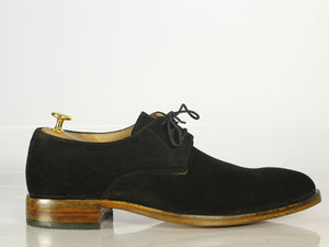 New Handmade Men's Black Suede Derby Lace Up Shoes, Men Dress Formal Shoes